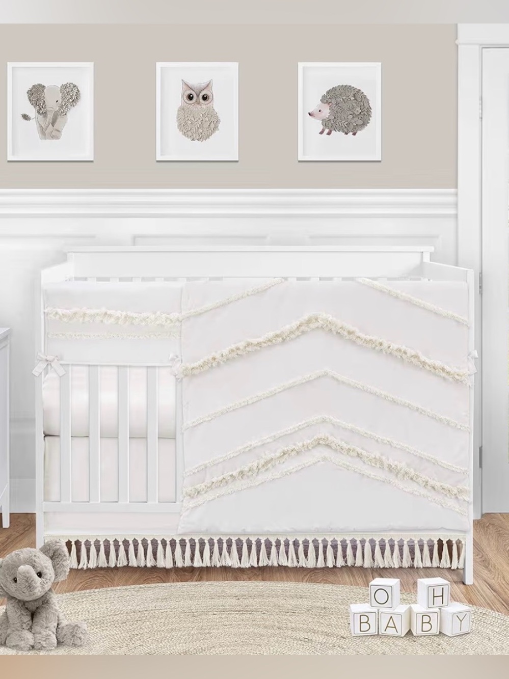 Sweet Jojo Designs Ivory Boho Crib Bed Skirt
